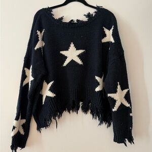 Storia Navy Blue Star Sweater Size L